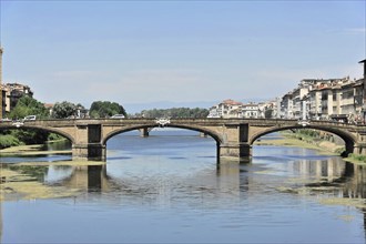 River Arno with bridge Ponte S. Trinita, Florence, Tuscany, Italy, Europe