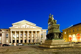 Max Joseph Platz Square and Statue of King Max Joseph and Bavarian National Theatre, Munich,