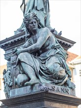 Female figure representing the river Sann, Fountain of Archduke Johann, main square, Graz, Styria,
