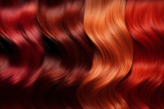 Selection of different red hair clor shades. KI generiert, generiert AI generated