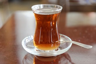 A glass of tea the traditional Turkish way, Istanbul, Turkey, Asia