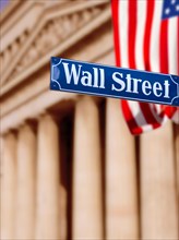 Wall Street sign, New York, USA, North America