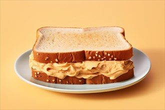 Peanut butter sandwich on plate. KI generiert, generiert AI generated