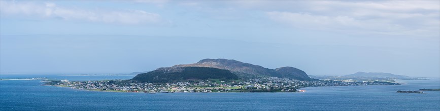 Panorama of Valderhaugstranda from ALESUND, Valderoy Island Geirangerfjord, Norway, Europe