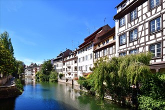 Strasbourg, France, September 2023: River 'III' in historical city center 'Petite France', Europe