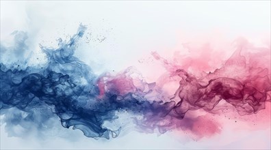 Contrasting smoke-like abstract with dynamic blue and pink flowing forms, ai generated, AI