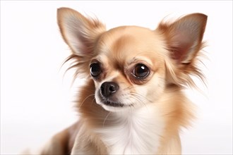 Portrait of cream colored Chihuahua dog on white background. KI generiert, generiert AI generated