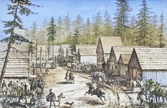 Street scene in Cisco Station, California in the 1870s. From American Pictures Drawn With Pen And