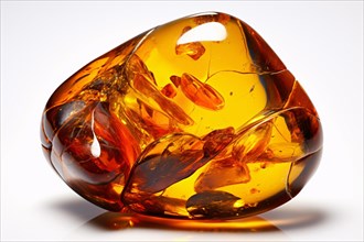 Amber gem stone on white background. KI generiert, generiert AI generated