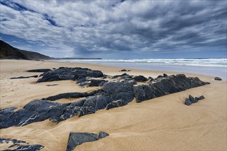 Rocky beach landscape, rocks, sea, Atlantic coast, rocky coast, rock formation, natural landscape,