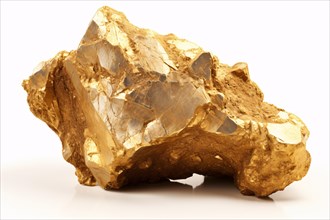 Gold ore in fornt of white background. KI generiert, generiert AI generated