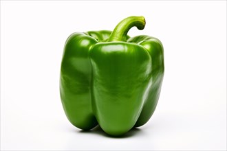 Green bell pepper on white background. KI generiert, generiert AI generated