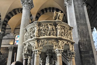 Pulpit, interior view, Cathedral of Santa Maria Assunta, Pisa, Tuscany, Italy, Europe