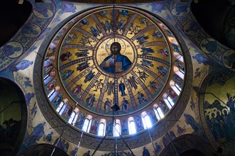 Interior view of the church, Metropolitan Church of St Gregorios Palamas, dome, mosaic,