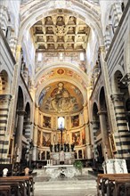 Interior view with altar area, Santa Maria Assunta Cathedral, Pisa, Tuscany, Italy, Europe
