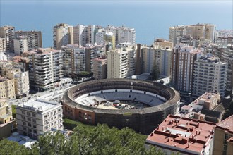 View of Malaga from above with the bullring, 11/02/2019