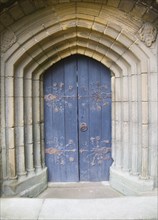 Arched doorway to the Percy family chapel, Tynemouth priory, Northumberland, England, United