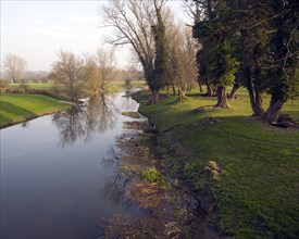 Straight channel of the River Stour at Nayland, Essex, England, United Kingdom, Europe