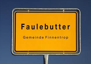 Place name sign Faulebutter, hamlet in the municipality of Finnentrop, Olpe district, North
