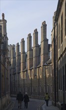 Tudor chimneys along Trinity Lane, Cambridge, England, United Kingdom, Europe