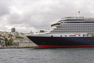 Cruise ship Queen Victoria, built 2007, 1990 passengers, at the quay of Karakoey, Istanbul Modern,