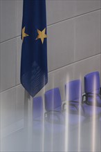 European flag in the plenary of the German Bundestag, Berlin, 19/02/2024