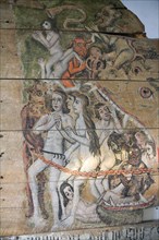 Early sixteenth century religious painting depicting the Day of Judgement called the Wenhaston