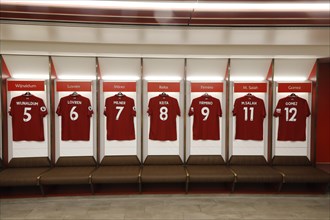 Team dressing room with jerseys, Anfield Stadium of Liverpool FC, 02.03.2019