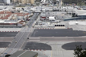 View of Gibraltar airport and the border crossing to Spain, 14/02/2019