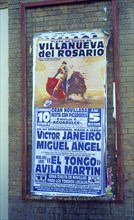 Poster advertising bull fight in Malaga, Andalusia, Spain, Southern Europe. Scanned thumbnail