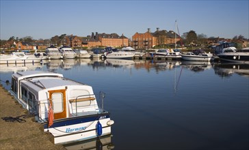 Boats at early morning, Oulton Broad, Suffolk, England, United Kingdom, Europe