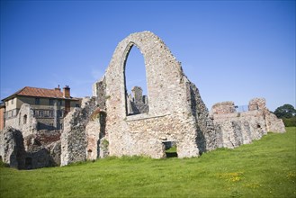 Mainly 14th century remains ruined buildings of Leiston Abbey, Suffolk, England, UK founded c. 1183