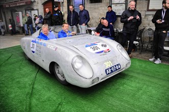 Mille Miglia 2016, time control, checkpoint, SAN MARINO, start no. 301 AUTOBLEU 750 built in 1954