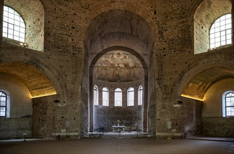 Interior view of Rotonda, Rotunda of Galerius, Roman round temple, chancel, altar, wall mosaic,