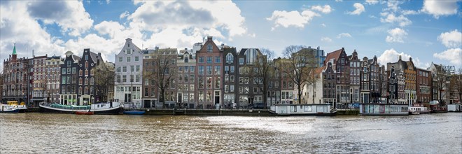 Panorama of the centre, canal houses on the Amstel canal, metropolis, Benelux, skyline, travel,