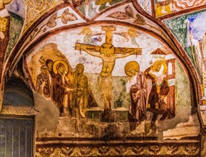 Crypt of frescoes from the 9th century under the main altar, Cripta degli Affreschi, Basilica of