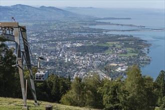 View from the Pfaender, 1064m, local mountain of Bregenz, cable car, mouth of the Rhine, Lake