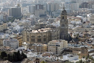 View from above of the old town of Malaga and the cathedral, 11.02.2019