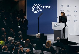 Kamala Harris, US Vice President, recorded during a speech at the Munich Security Conference (MSC)