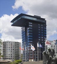 Modern architecture Inntel Hotel, Leuvehaven, central Rotterdam, Netherlands