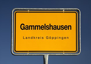 Place name sign Gammelshausen, municipality in the district of Goeppingen, Baden-Wuerttemberg,