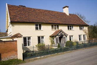 Historic detached rural farmhouse with plasterwork pargetting, Chattisham, Suffolk, England, United