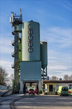 Antennas on a silo of the Geiger Group, Kempten, Bavaria, Allgaeu, Germany, Europe