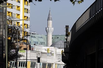 Minaret of the Mevlana mosque in Berlin's Kreuzberg district, 12 October 2018