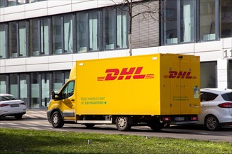 February 2024: DHL delivery vehicle in Ludwigshafen, Rhineland-Palatinate