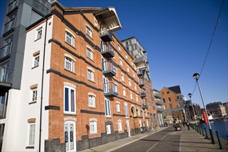 Converted maltings apartments, Wet Dock waterside redevelopment, Ipswich, England, United Kingdom,