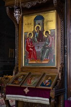 Interior view of Hagia Sofia Church, also Agia Sofia, shrine, image of a saint, Thessaloniki,