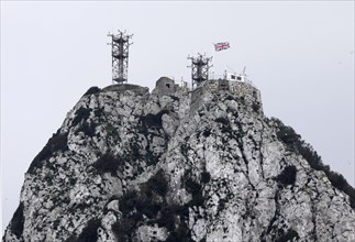 The British flag flies at the top of the Rock of Gibraltar, 14/02/2019