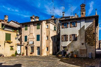 Old town houses, Citta vecchia, island of Grado, north coast of the Adriatic Sea, Friuli, Italy,
