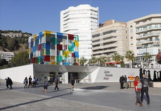 Centre Pompidou of Malaga, Costa del Sol. The El Cubo cultural centre exhibits works of art from